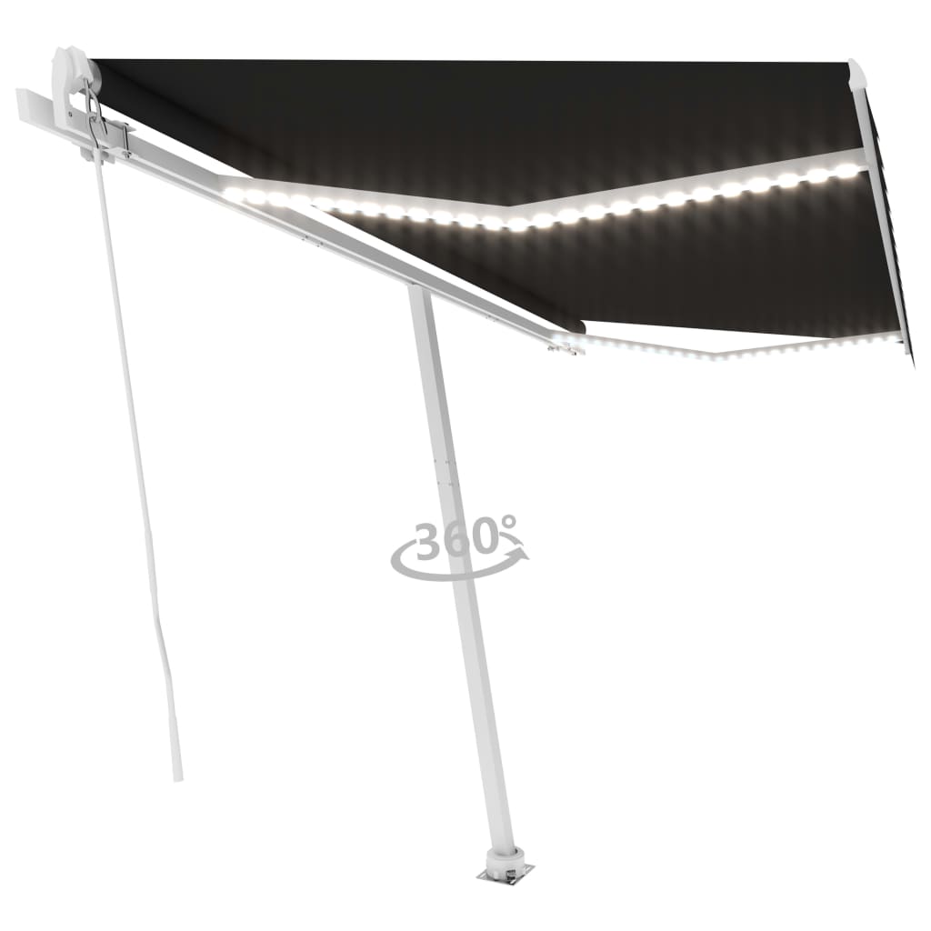 Tenda da Sole Retrattile Manuale con LED 400x300 cm Antracite