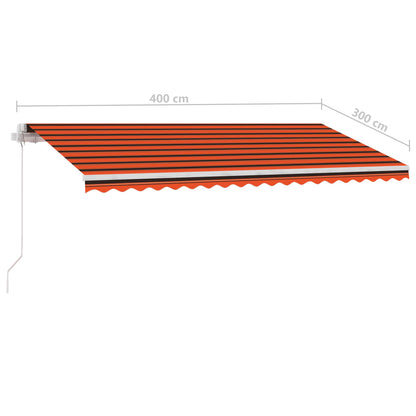 Tenda da Sole Retrattile Manuale LED 400x300 cm Arancio Marrone - homemem39