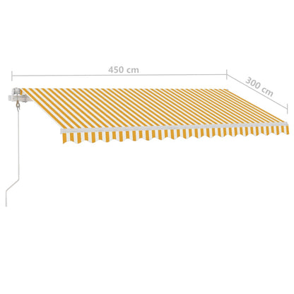 Tenda da Sole Autoportante Automatica 450x300 cm Gialla Bianca - homemem39