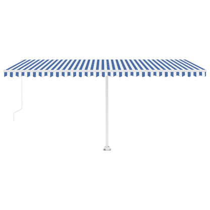 Tenda da Sole Retrattile Manuale con LED 500x300cm Blu e Bianca - homemem39