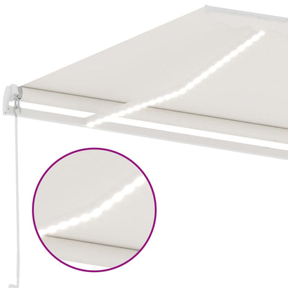 Tenda da Sole Retrattile Manuale con LED 500x300 cm Crema