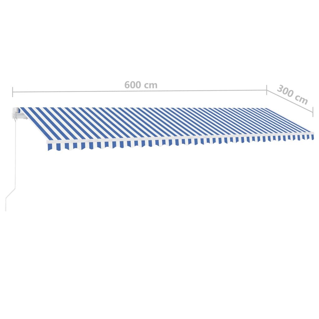 Tenda da Sole Autoportante Manuale 600x300 cm Blu Bianca - homemem39