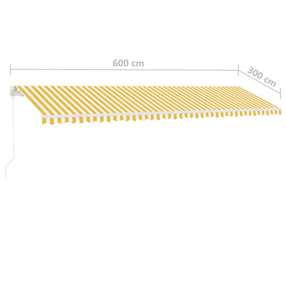 Tenda da Sole Autoportante Manuale 600x300 cm Gialla Bianca - homemem39