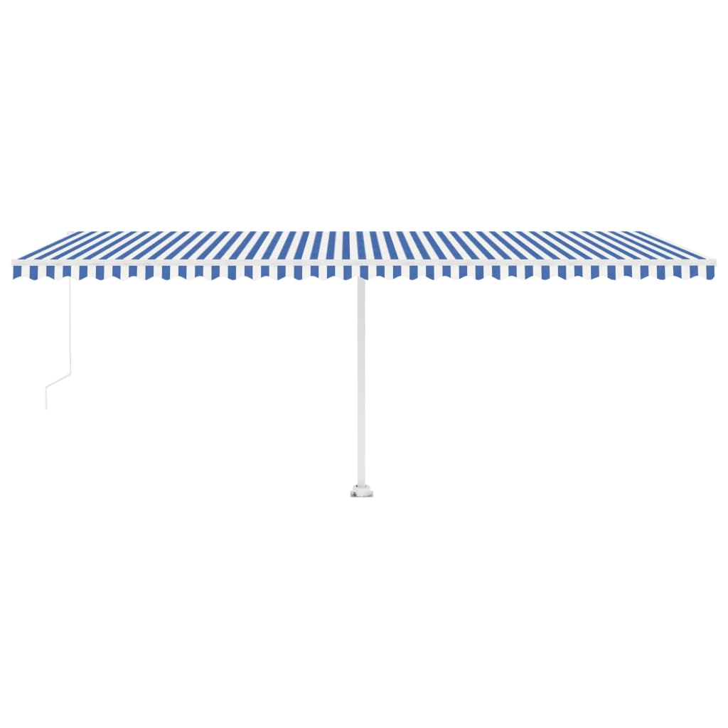 Tenda da Sole Retrattile Manuale con LED 600x300cm Blu e Bianco - homemem39