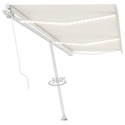 Tenda da Sole Retrattile Manuale con LED 600x300 cm Crema - homemem39