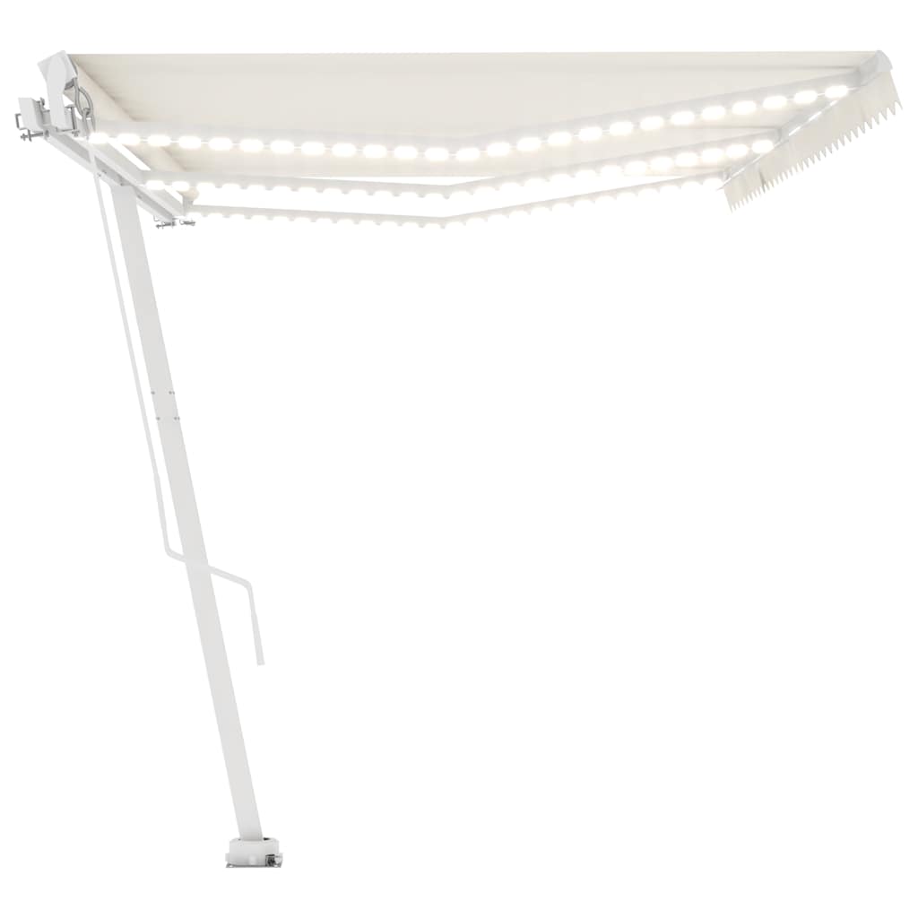 Tenda da Sole Retrattile Manuale con LED 600x300 cm Crema - homemem39