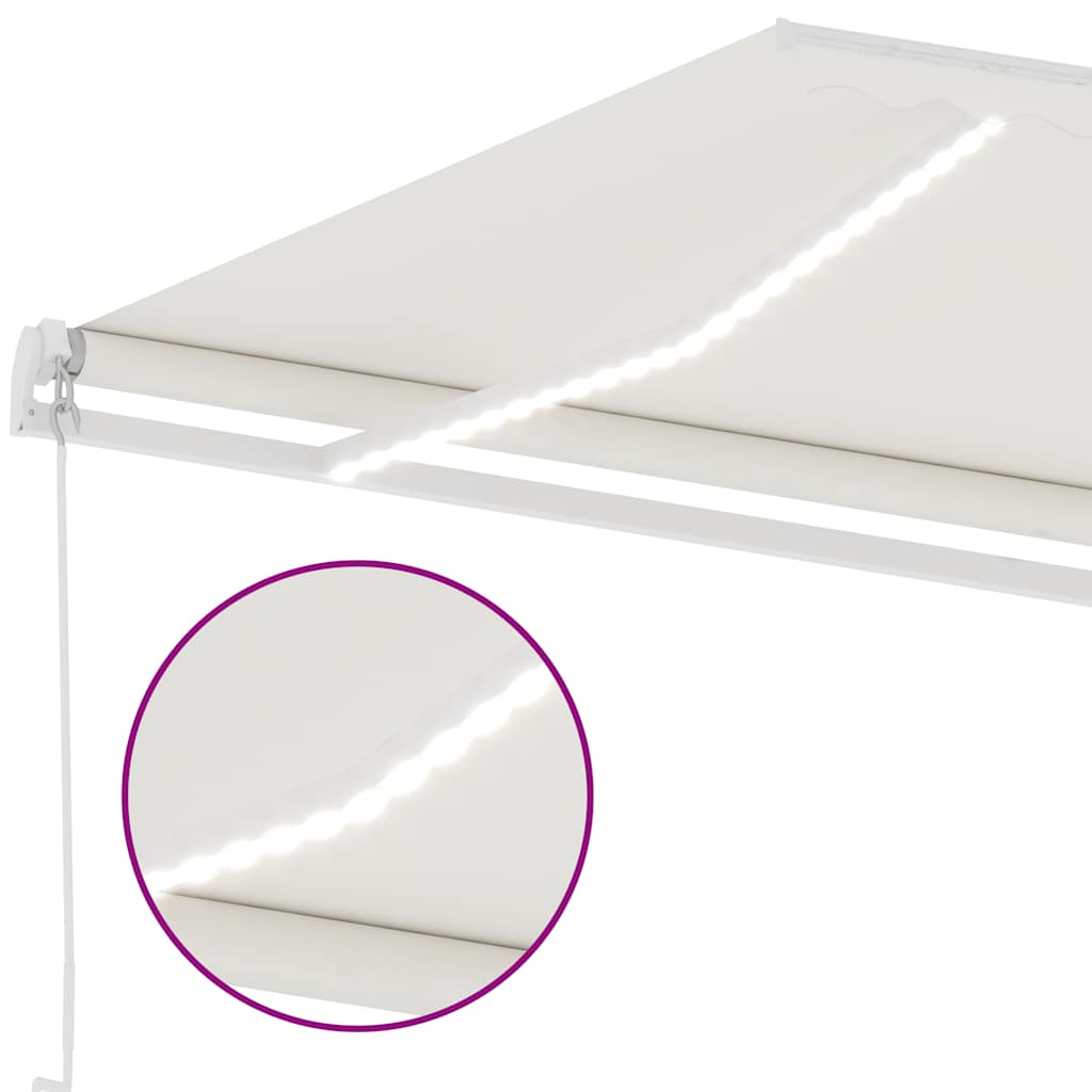 Tenda da Sole Retrattile Manuale con LED 600x300 cm Crema - homemem39