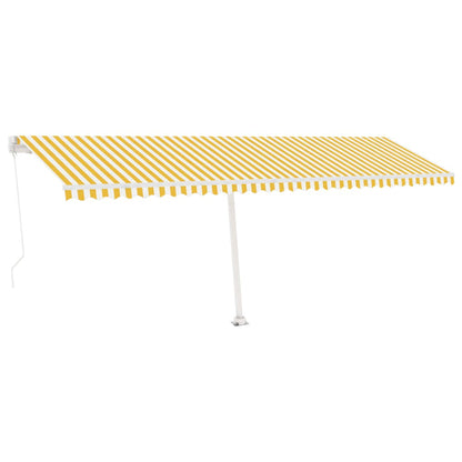 Tenda da Sole Retrattile Manuale e LED 600x300cm Gialla Bianca - homemem39