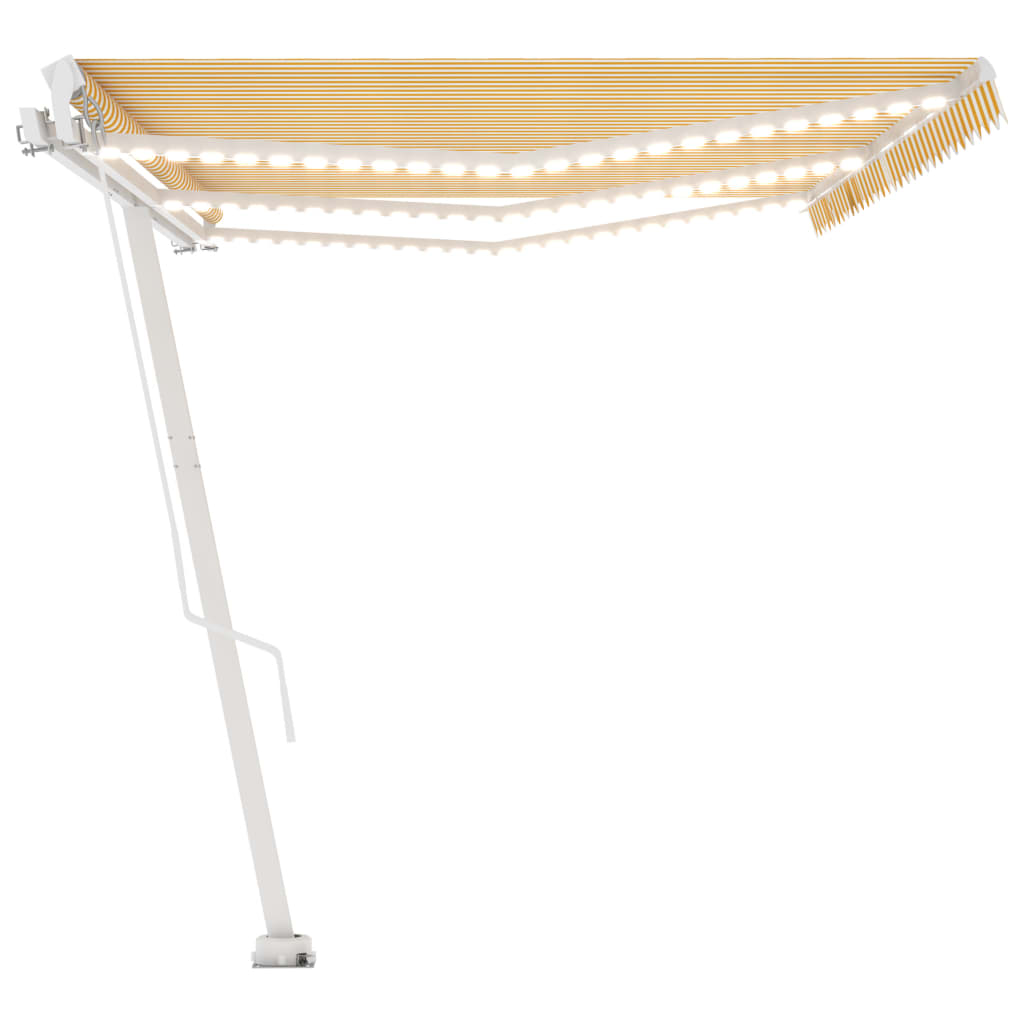 Tenda da Sole Retrattile Manuale e LED 600x300cm Gialla Bianca - homemem39