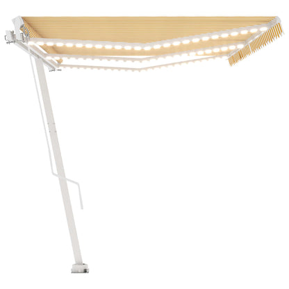 Tenda da Sole Retrattile Manuale e LED 600x300cm Gialla Bianca - homemem39