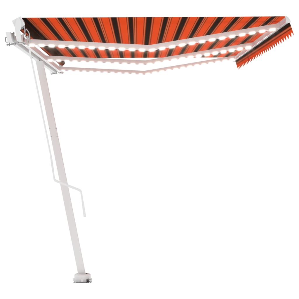 Tenda da Sole Retrattile Manuale LED 600x300 cm Arancio Marrone - homemem39