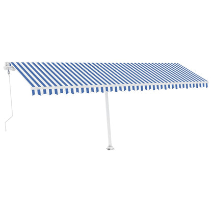 Tenda Automatica con Sensore Vento e LED 600x300 cm Blu Bianca - homemem39