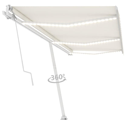 Tenda Automatica con Sensore Vento e LED 600x300 cm Crema - homemem39