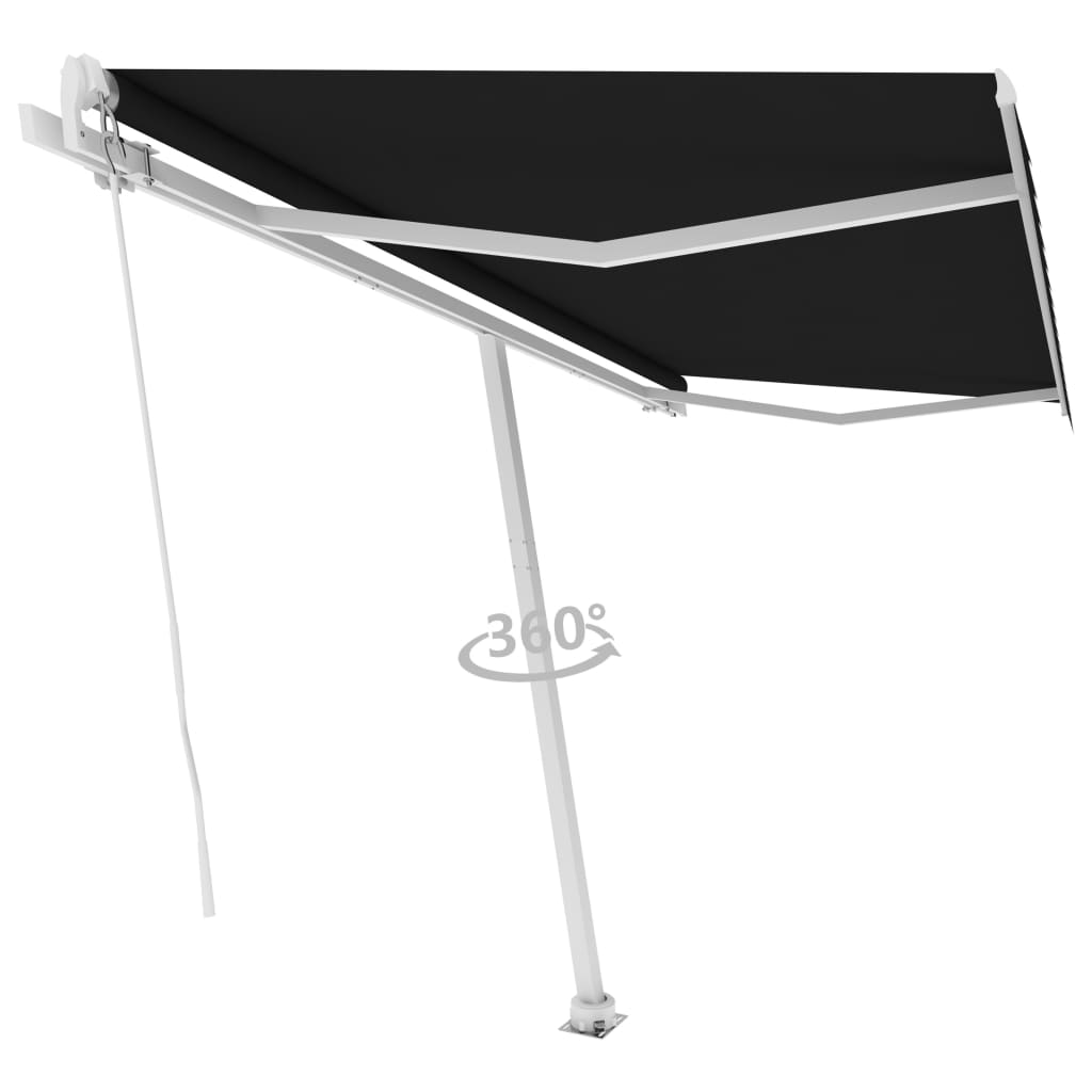 Tenda Sole Retrattile Manuale con Palo 450x350 cm Antracite