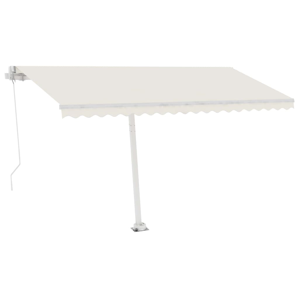 Tenda da Sole Retrattile Manuale LED 450x350 cm Crema - homemem39