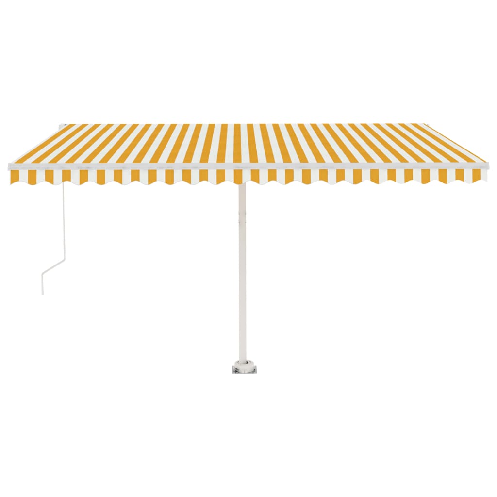 Tenda da Sole Retrattile Manuale LED 450x350 cm Gialla Bianca