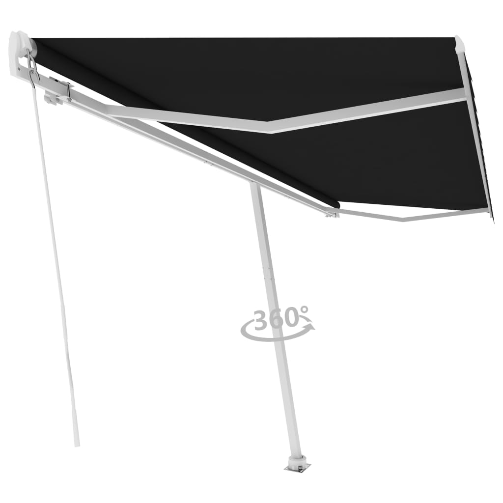 Tenda Sole Retrattile Manuale con Palo 500x350 cm Antracite