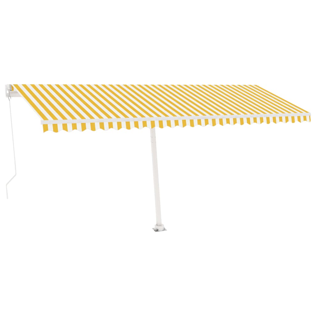 Tenda da Sole Retrattile Manuale LED 400x350 cm Giallo Bianco - homemem39