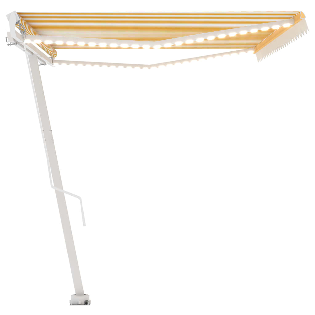 Tenda da Sole Retrattile Manuale LED 400x350 cm Giallo Bianco - homemem39
