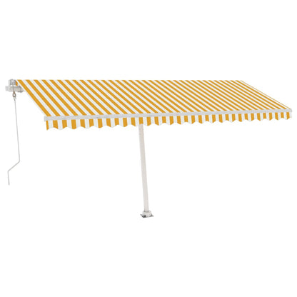 Tenda Automatica Sensore Vento e LED 500x350 cm Gialla Bianca - homemem39