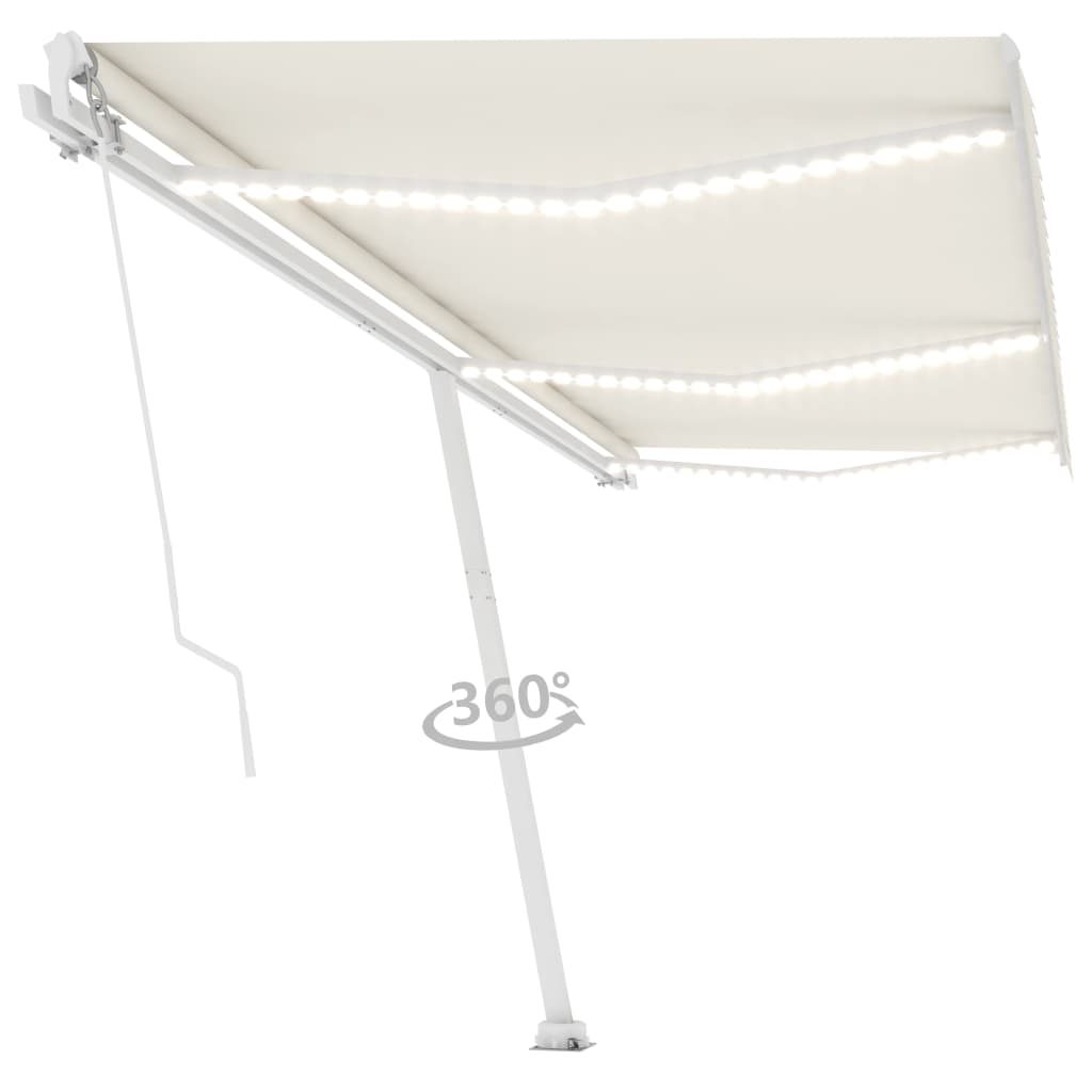 Tenda da Sole Retrattile Manuale con LED 600x350 cm Crema