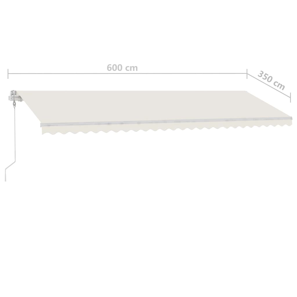 Tenda da Sole Retrattile Manuale con LED 600x350 cm Crema - homemem39