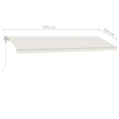 Tenda da Sole Retrattile Manuale con LED 600x350 cm Crema - homemem39