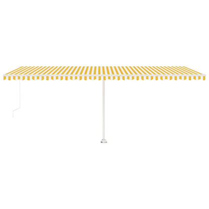 Tenda da Sole Retrattile Manuale LED 600x350 cm Giallo Bianco