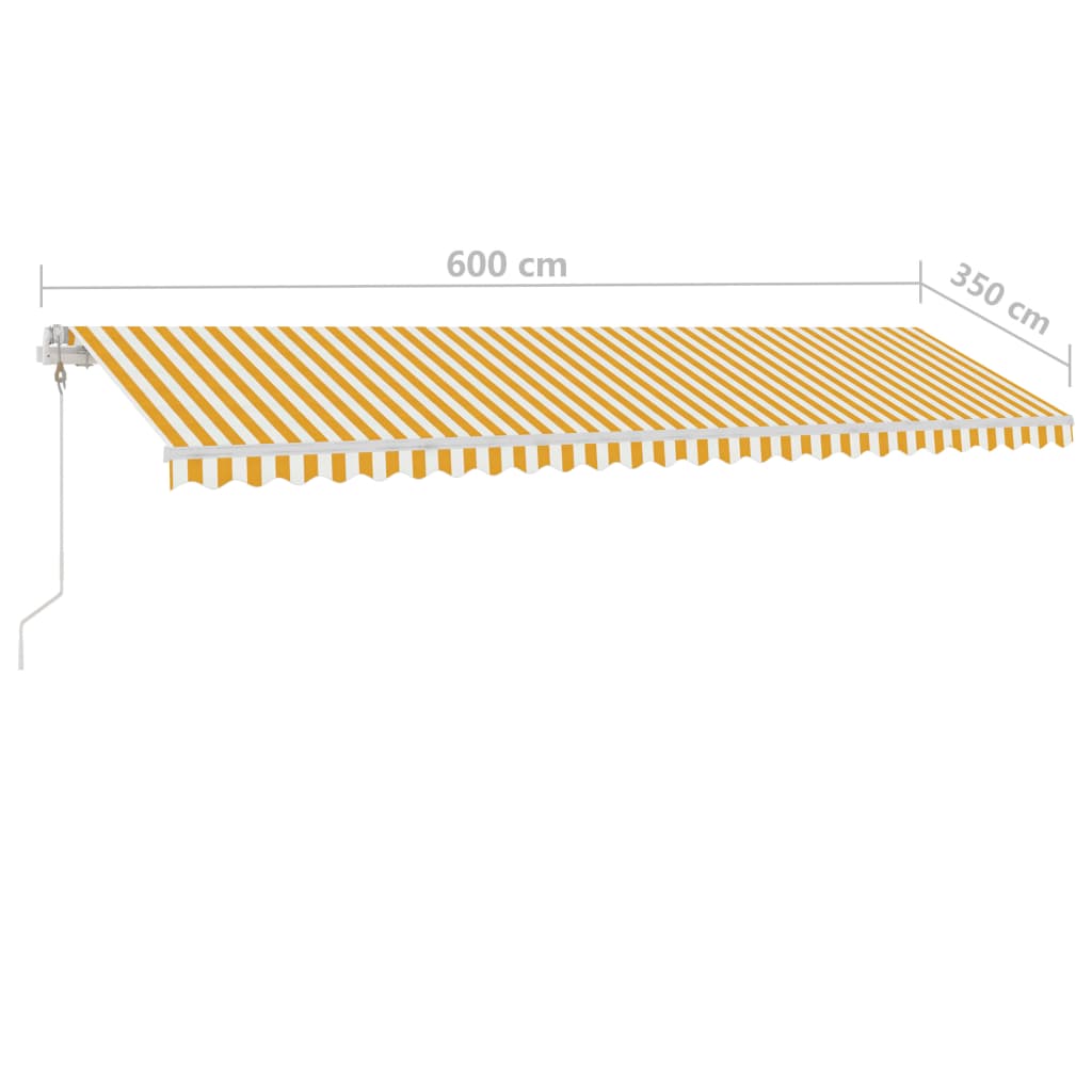 Tenda da Sole Retrattile Manuale LED 600x350 cm Giallo Bianco - homemem39