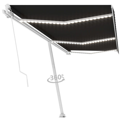 Tenda da Sole Retrattile Manuale con LED 600x350 cm Antracite - homemem39