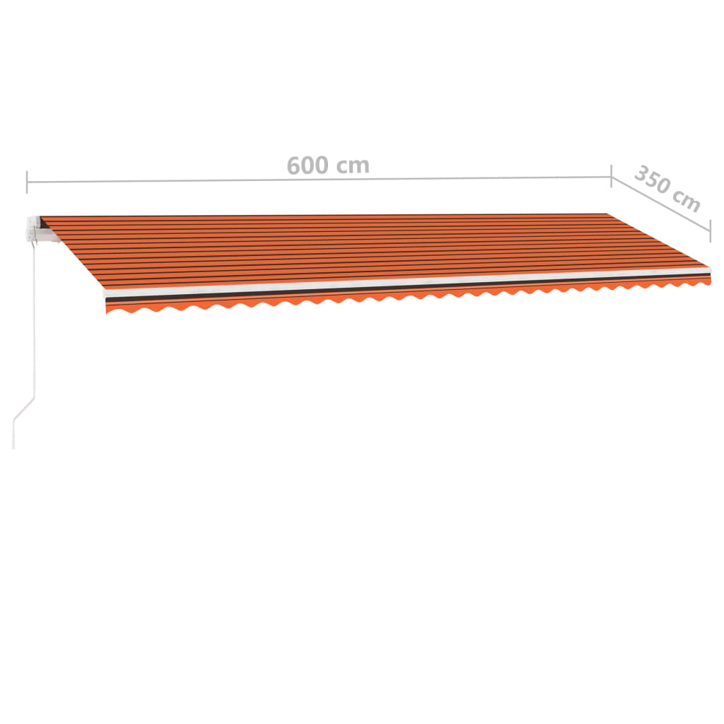 Tenda da Sole Retrattile Manuale LED 600x350 cm Arancio Marrone - homemem39