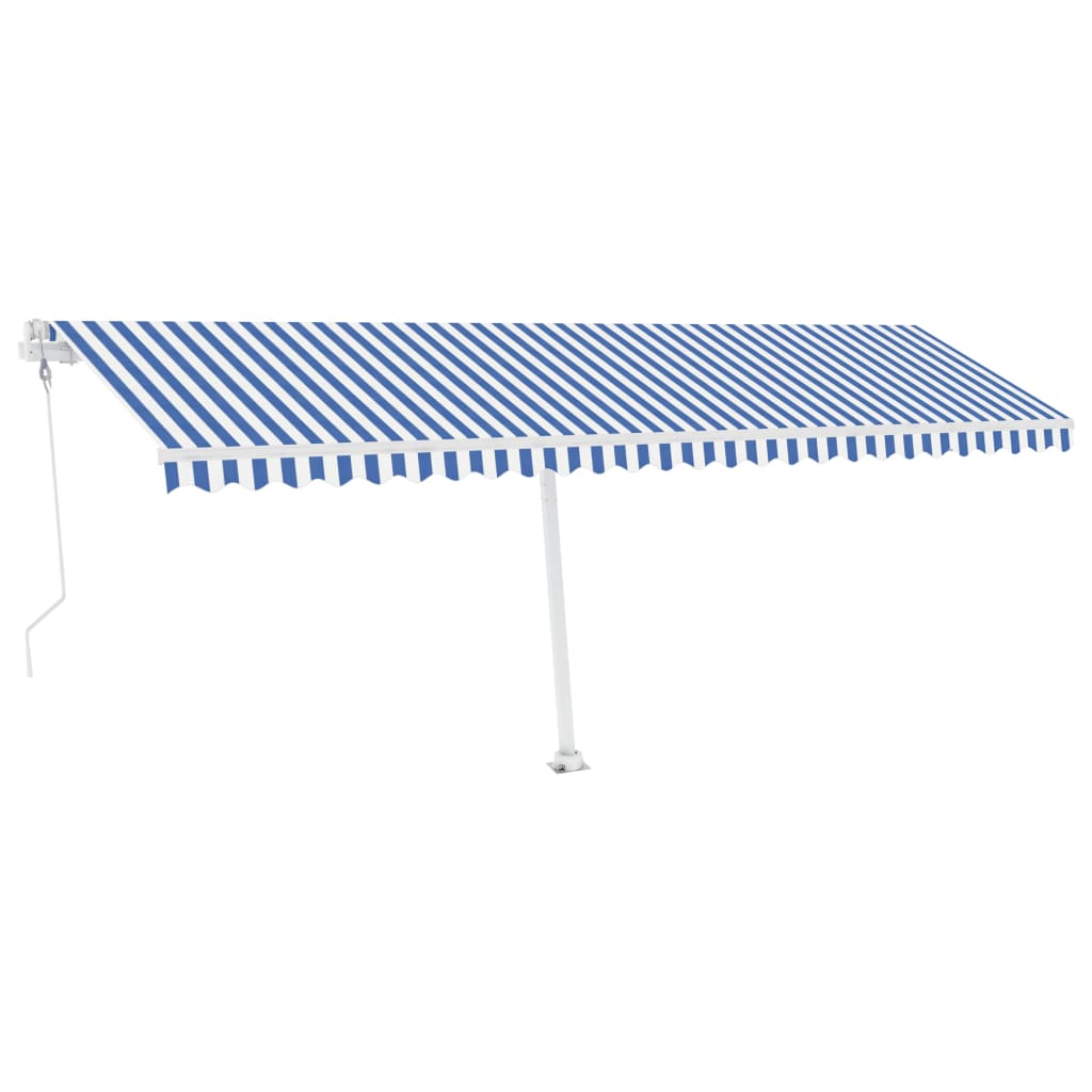 Tenda Automatica con Sensore Vento e LED 600x350 cm Blu Bianca