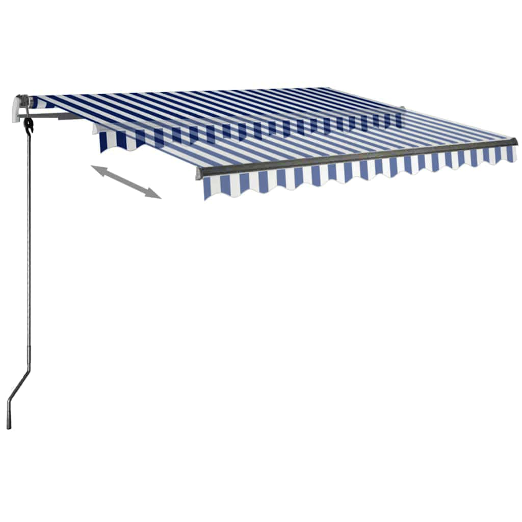 Tenda da Sole Retrattile Manuale con LED 300x250cm Blu e Bianco - homemem39