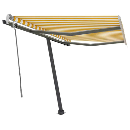 Tenda da Sole Manuale con LED 300x250 cm Gialla e Bianca - homemem39