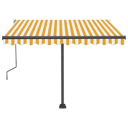 Tenda da Sole Manuale con LED 300x250 cm Gialla e Bianca - homemem39