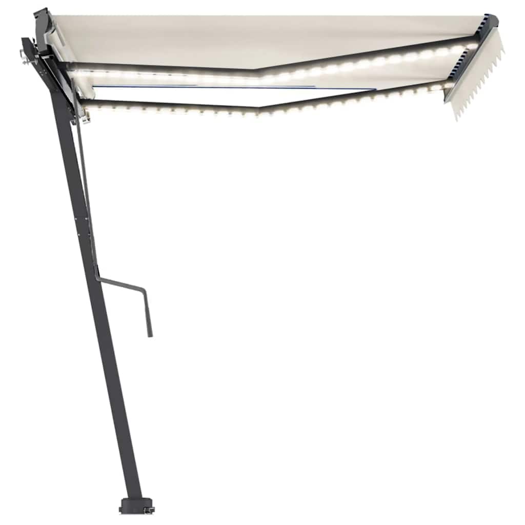 Tenda da Sole Retrattile Manuale con LED 350x250 cm Crema - homemem39