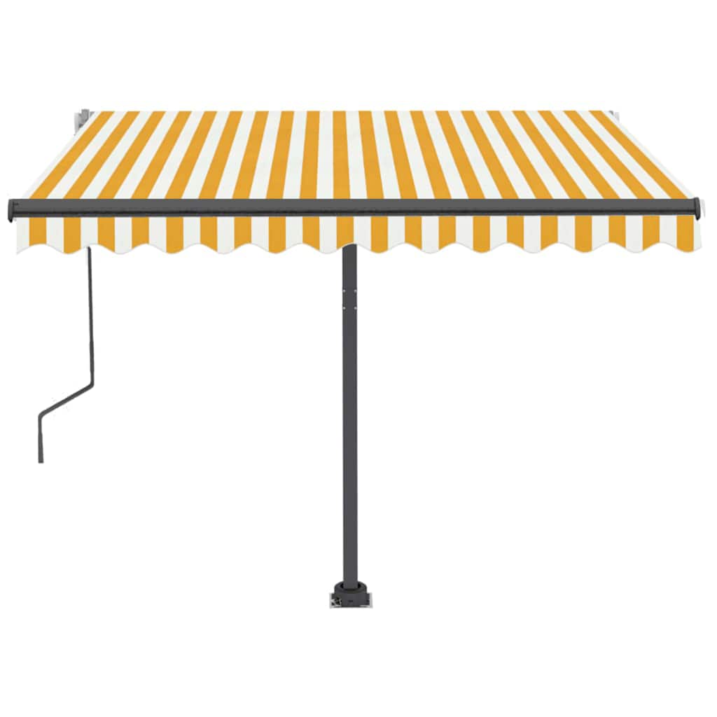 Tenda da Sole Retrattile Manuale LED 350x250 cm Gialla e Bianca - homemem39