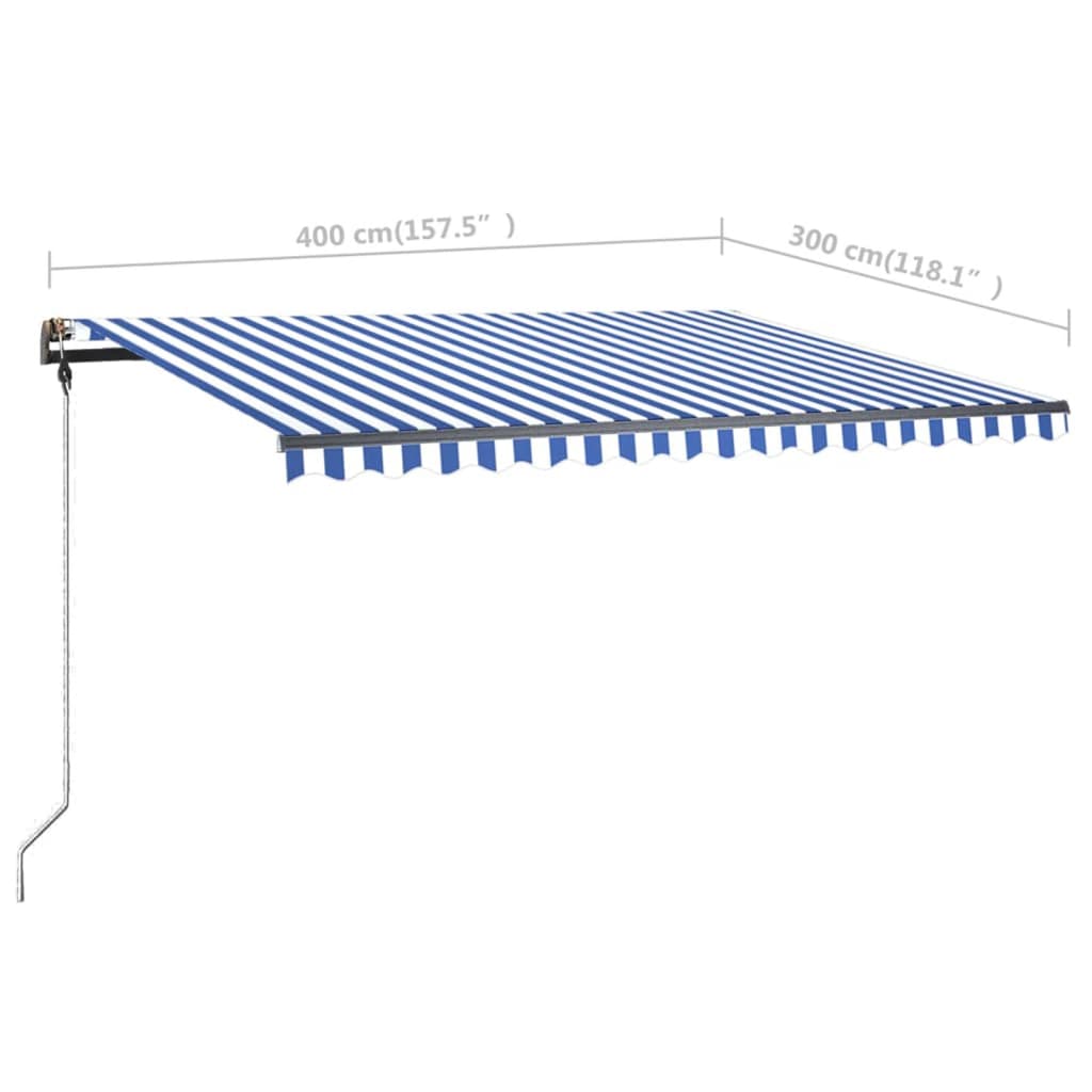 Tenda Retrattile Manuale Autoportante 400x300 cm Blu/Bianco - homemem39