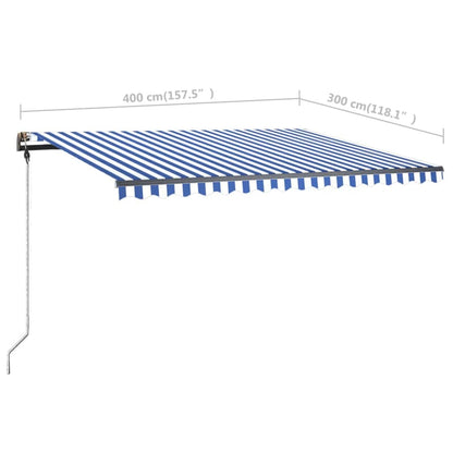 Tenda Retrattile Manuale Autoportante 400x300 cm Blu/Bianco - homemem39