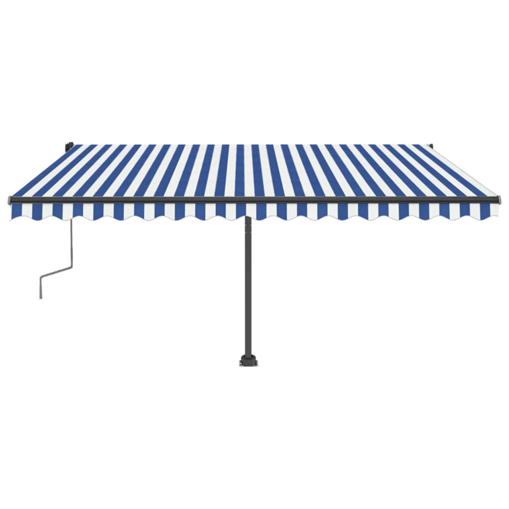 Tenda Retrattile Manuale Autoportante 400x300 cm Blu/Bianco - homemem39