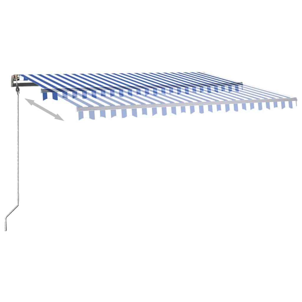 Tenda da Sole Retrattile Manuale con LED 400x300cm Blu e Bianca - homemem39