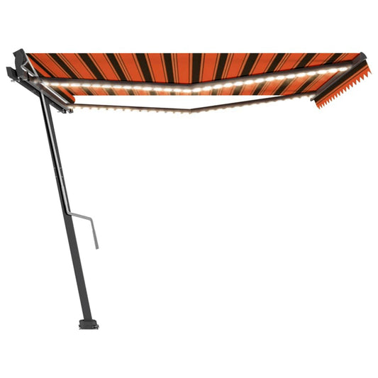 Tenda da Sole Retrattile Manuale LED 400x300 cm Arancio Marrone - homemem39