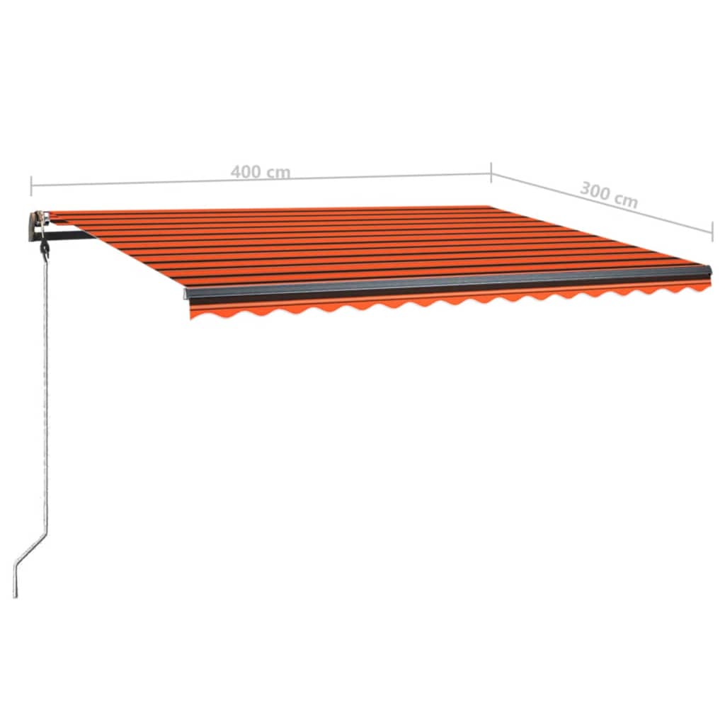 Tenda da Sole Retrattile Manuale LED 400x300 cm Arancio Marrone - homemem39
