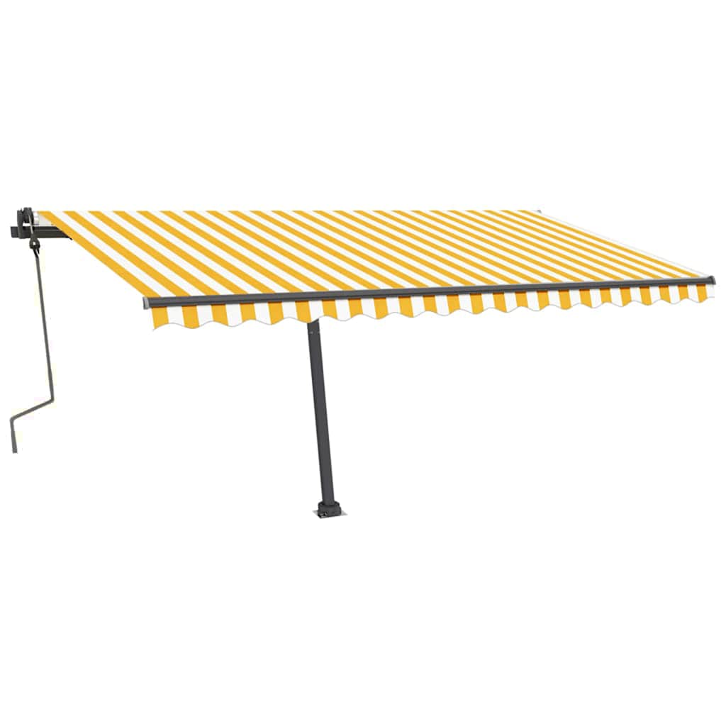 Tenda da Sole Retrattile Manuale LED 450x300 cm Gialla Bianca - homemem39