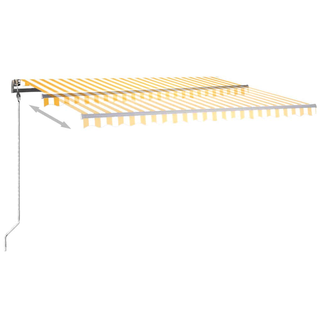Tenda da Sole Retrattile Manuale LED 450x300 cm Gialla Bianca - homemem39