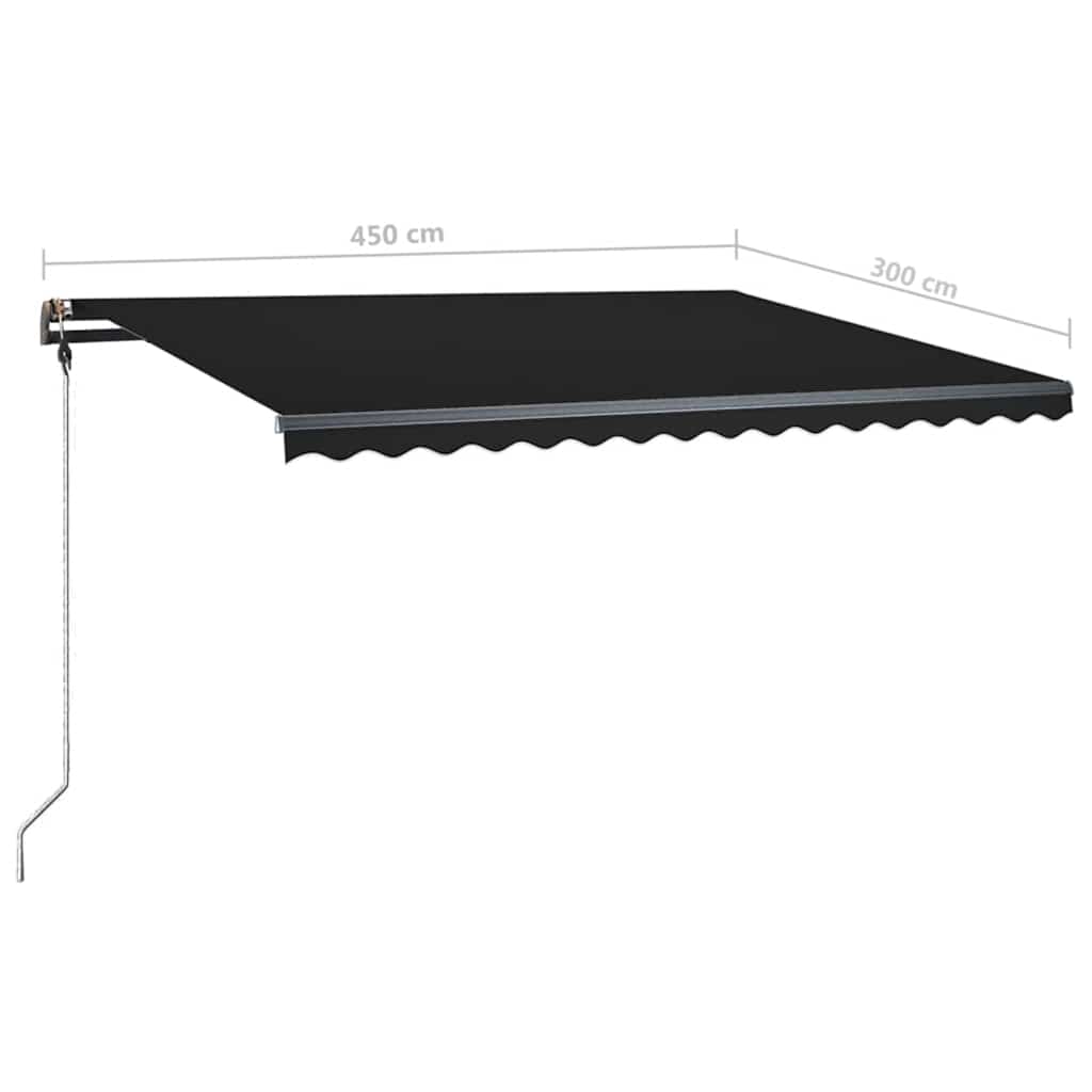 Tenda da Sole Retrattile Manuale con LED 450x300 cm Antracite - homemem39