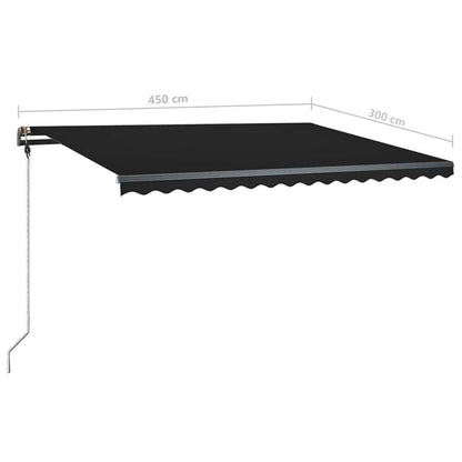 Tenda da Sole Retrattile Manuale con LED 450x300 cm Antracite - homemem39