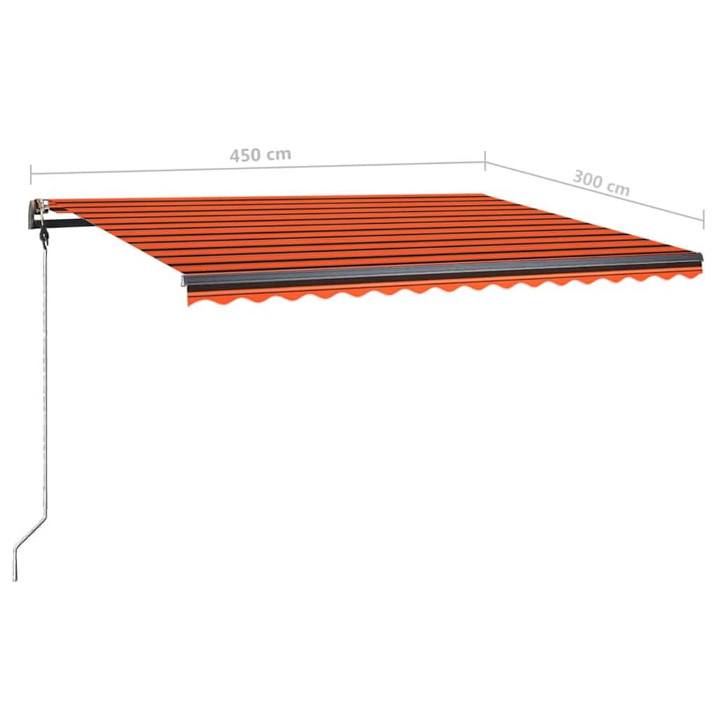 Tenda da Sole Retrattile Manuale LED 450x300 cm Arancio Marrone - homemem39