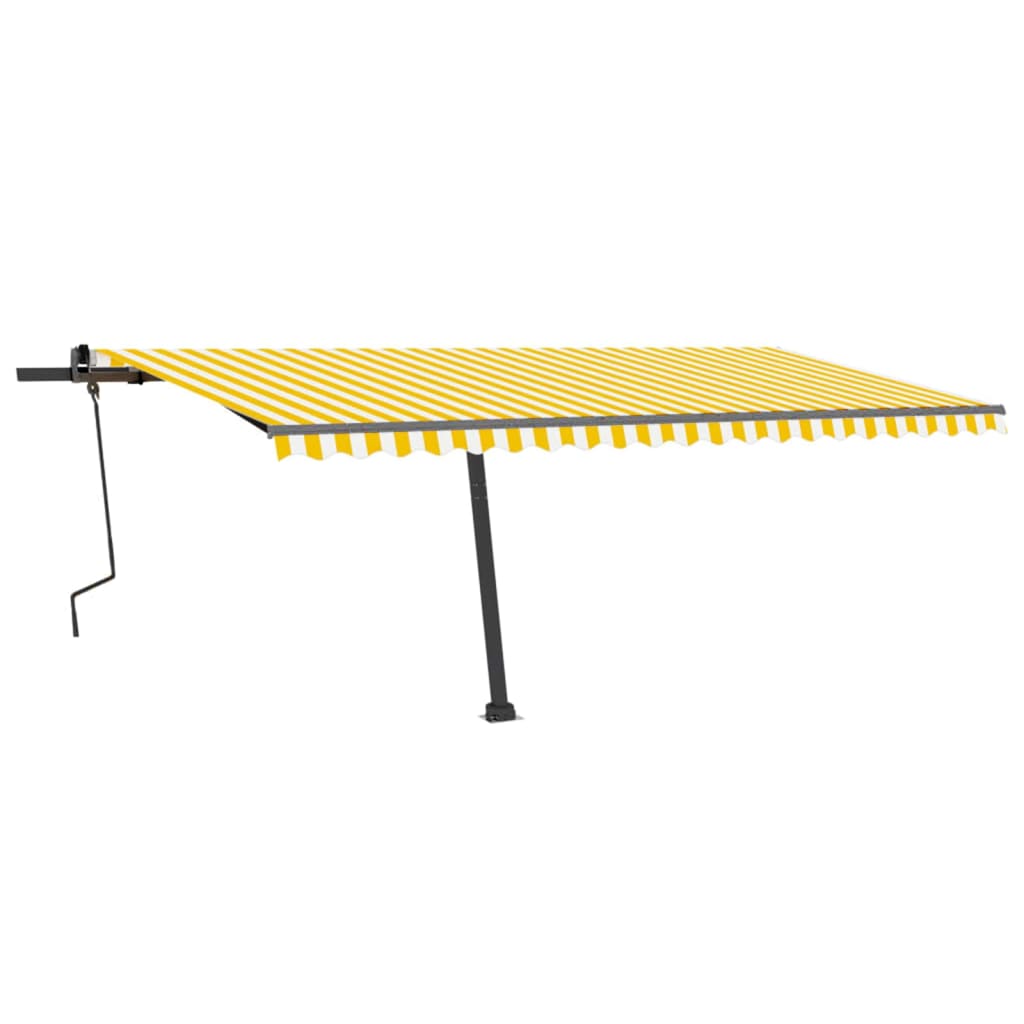 Tenda da Sole Autoportante Manuale 500x300 cm Gialla Bianca - homemem39