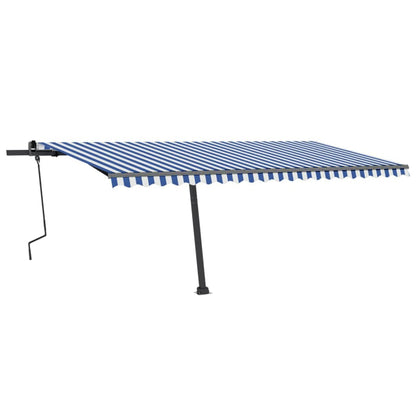 Tenda da Sole Retrattile Manuale con LED 500x300cm Blu e Bianca - homemem39